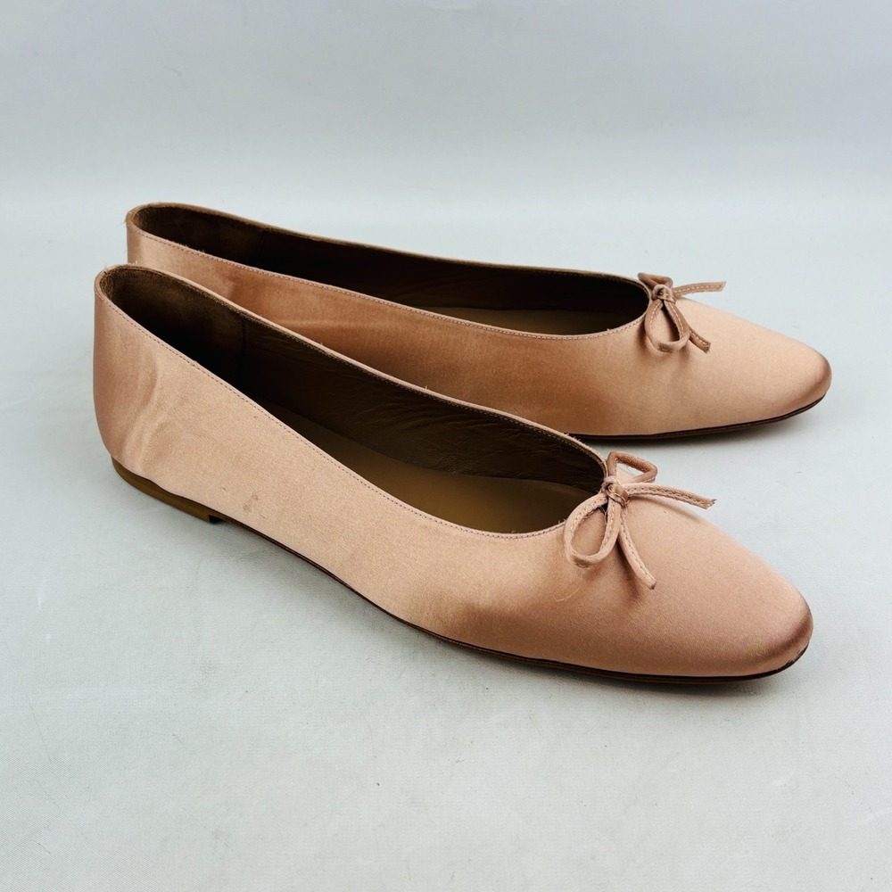 Flattered Bodil Satin Ballet Flat Womens EU 41 US 11 Rose Bow Slip On Shoe